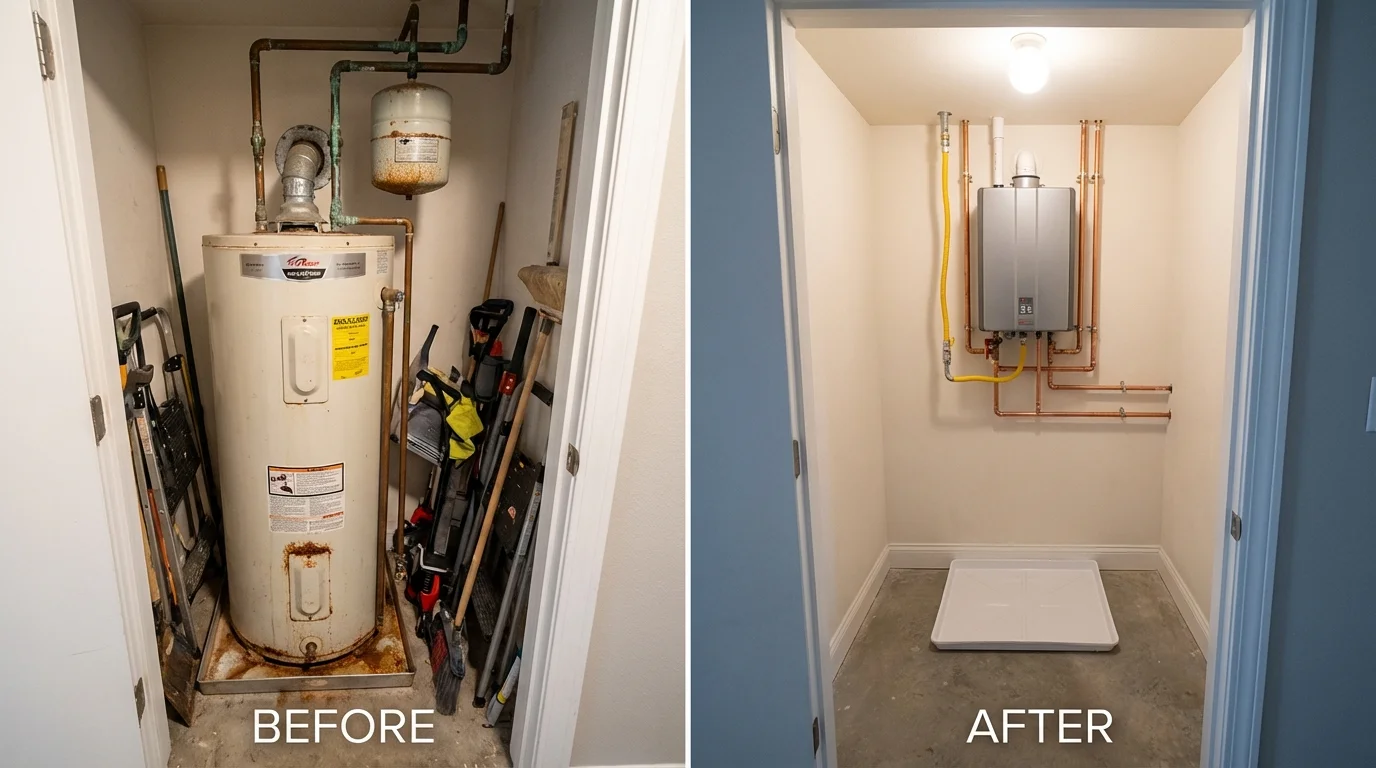 Tank water heater versus wall-mounted tankless unit comparison for Grayling, MI homeowners